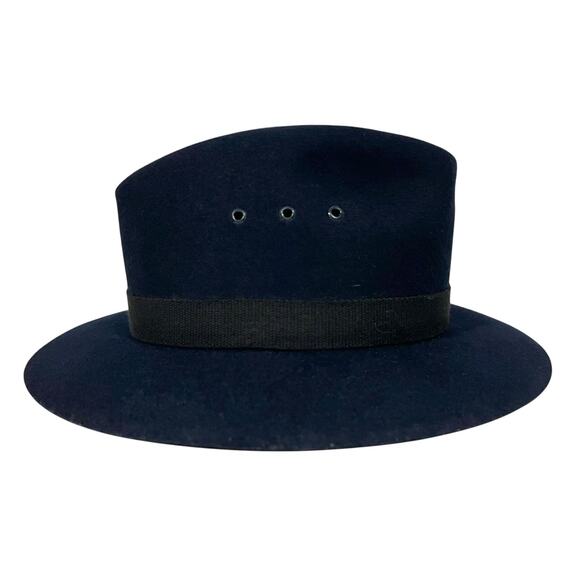 Kenwood Men’s Vintage Hat 100% Wool Fedora Navy Blue with Band Lined Size 7 - Picture 5 of 11